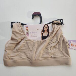 Joyspun Scoop Neck Pullover Bralette Size S Beige Super-Soft Fabric NWT